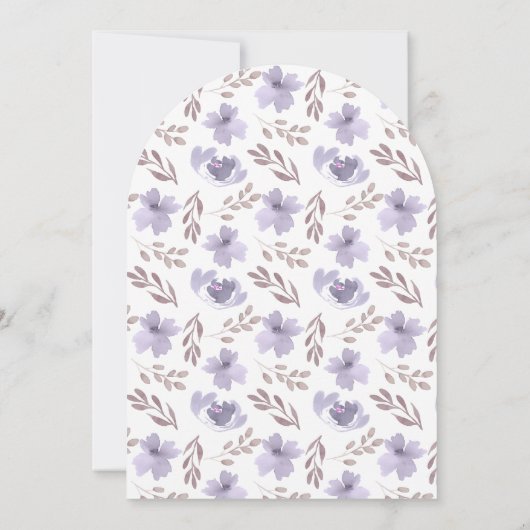 アーチかわいらしパープルフローラブライダルシャワー 招待状 (裏面)