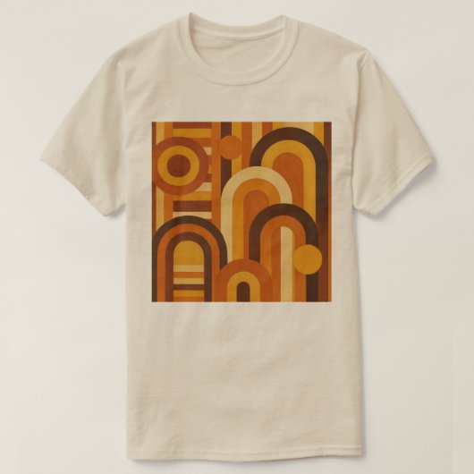 アーチとサンスポットのレトロ幾何学デザイン Tシャツ (デザイン正面)