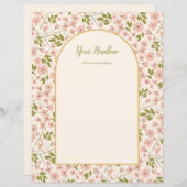 アーチとピンクのフローラカスタムウェディング文房具 (正面/裏面)