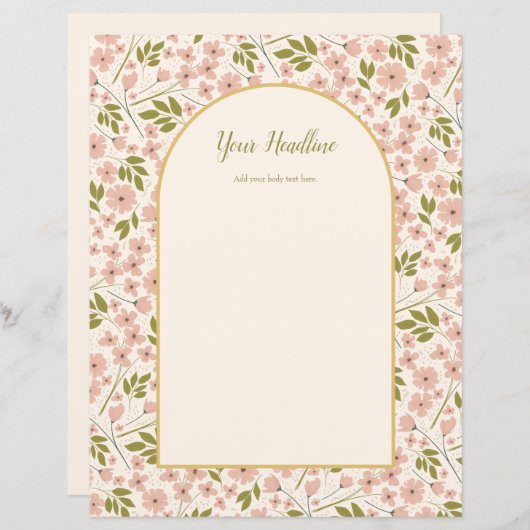 アーチとピンクのフローラカスタムウェディング文房具 (正面/裏面)