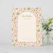 アーチとピンクのフローラカスタムウェディング文房具 (スタンド正面)