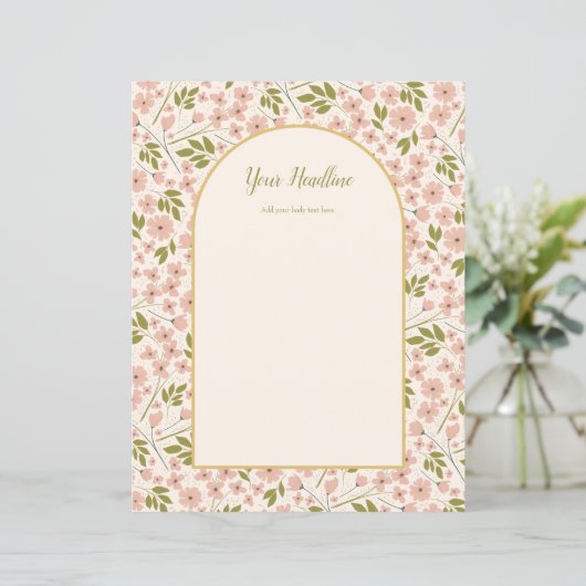 アーチとピンクのフローラカスタムウェディング文房具 (スタンド正面)