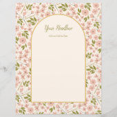 アーチとピンクのフローラカスタムウェディング文房具 (正面)