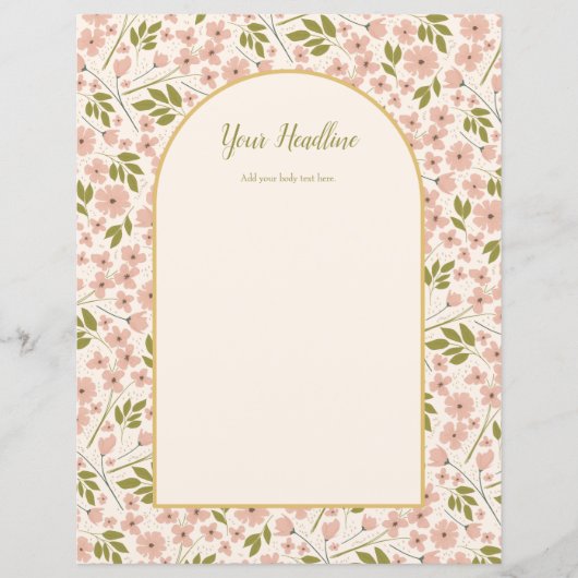 アーチとピンクのフローラカスタムウェディング文房具 (正面)