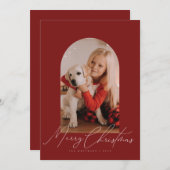 アーチの写真と手書きの「メリークリスマス」メッセージ シーズンカード (正面/裏面)