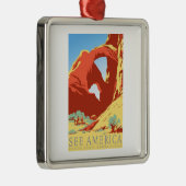 アーチの国立公園のコロラド州coのヴィンテージ旅行 メタルオーナメント (右)