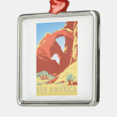 アーチの国立公園のコロラド州coのヴィンテージ旅行 メタルオーナメント (左)