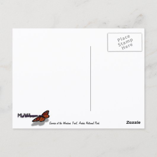 アーチの窓の歩道での日の出 ポストカード (裏面)