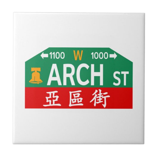 アーチの通り、フィラデルヒィアのPAの道路標識 タイル (正面)