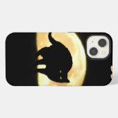 アーチを描く黒猫とスーパームーン iPhoneケース (裏面横)