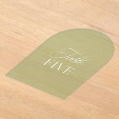 アーチアクリルセージ結婚グリーンのテーブル番号 アクリル招待状 (レイダウン)