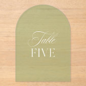 アーチアクリルセージ結婚グリーンのテーブル番号 アクリル招待状 (正面)