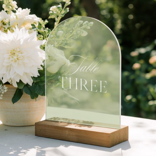 アーチアクリル結婚セージ緑の表3 アクリル招待状