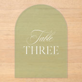 アーチアクリル結婚セージ緑の表3 アクリル招待状 (正面)