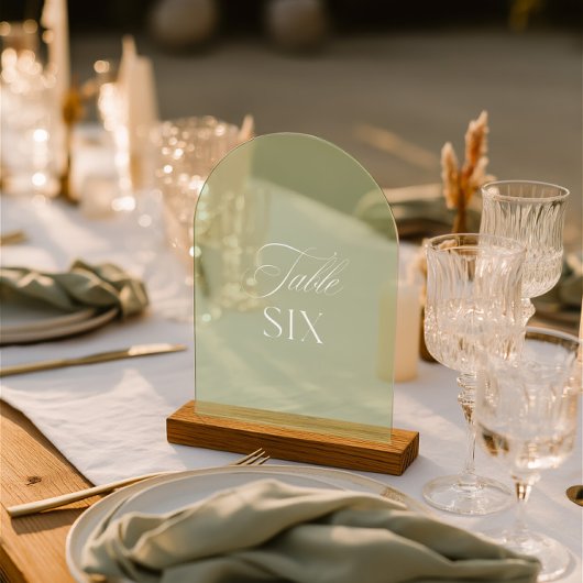 アーチアクリル結婚セージ緑の表6個 アクリル招待状