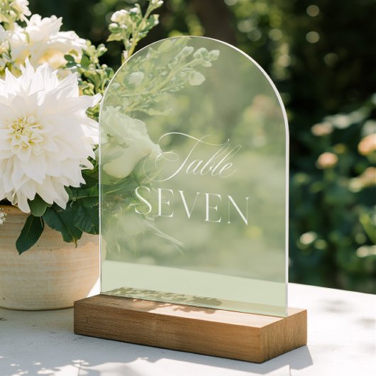 アーチアクリル結婚セージ緑の表7番号 アクリル招待状