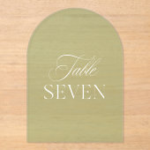 アーチアクリル結婚セージ緑の表7番号 アクリル招待状 (正面)