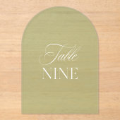 アーチアクリル結婚セージ緑の表9番号 アクリル招待状 (正面)