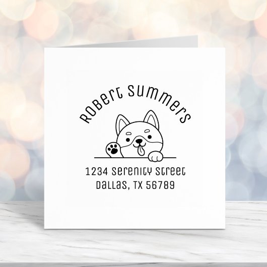 アーチアドレスから覗く明るい犬 セルフインキングスタンプ