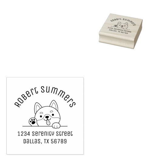 アーチアドレス2の上から覗く明るい犬 ラバースタンプ (押印)