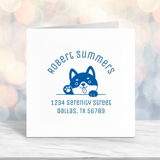 アーチアドレス3の上から覗く明るい犬 セルフインキングスタンプ