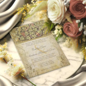 アーチアールヌーボーピーコッククランベリーダスト結婚ズ 招待状