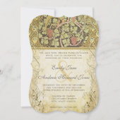 アーチアールヌーボーピーコッククランベリーダスト結婚ズ 招待状 (正面)