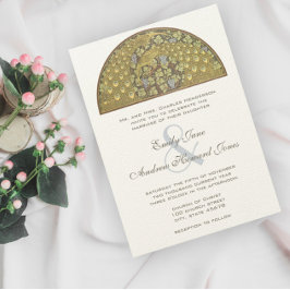 アーチアールヌーボーピーコックバード結婚式招待状 招待状