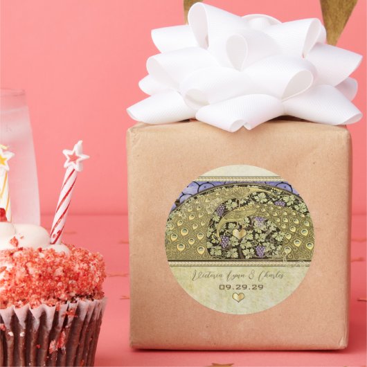 アーチアールヌーボーヴィネヤードピーコック ラウンドシール (パーティー)