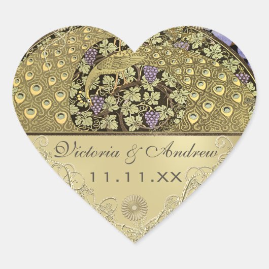 アーチアールヌーボー孔雀結婚鳥の封印 ハートシール (正面)