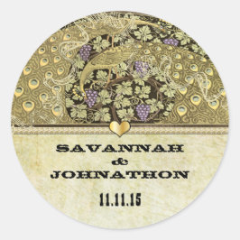 アーチアールヌーボー孔雀結婚鳥の封印 ラウンドシール