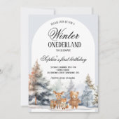 アーチウィンターオネダーランド誕生日パインウッドランド 招待状 (正面)