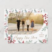 アーチウィンターボタニカルフォトクリスマス シーズンカード (正面/裏面)