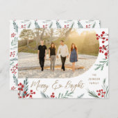 アーチウィンターボタニカルフォトクリスマス シーズンカード (正面/裏面)