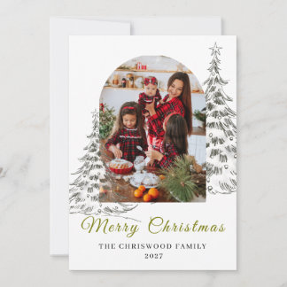 アーチウインドウのスケッチツリー写真 クリスマス