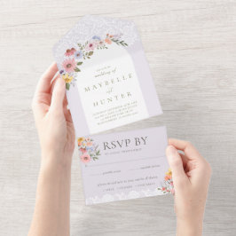 アーチウォーエレガントタカラーワイルドフラワーウッド オールインワン招待状