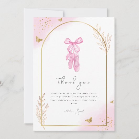 アーチウォーエレガントターカラーバレリーナベビーシャワー サンキューカード (正面)