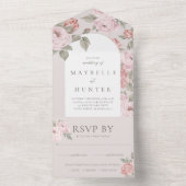 アーチウォーエレガントターカラーピンク牡丹フローラ花 オールインワン招待状 (内側)