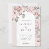 アーチウォーエレガントターカラーピンク牡丹フローラ花 招待状 (正面)