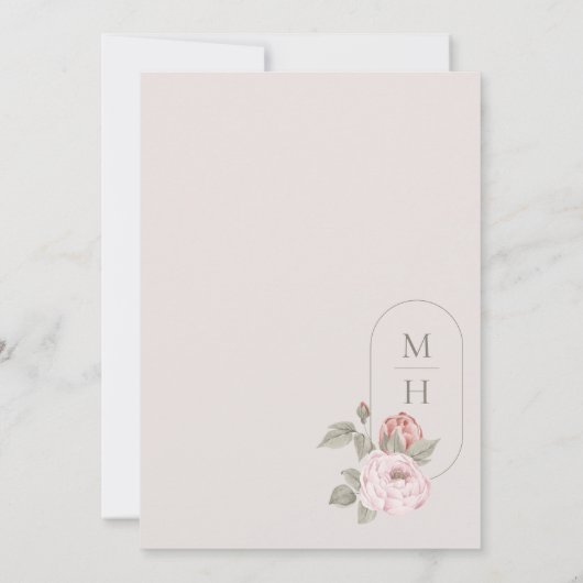 アーチウォーエレガントターカラーピンク牡丹フローラ花 招待状 (裏面)