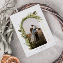 アーチウォーターカラーリースメリークリスマスフォトフォイル