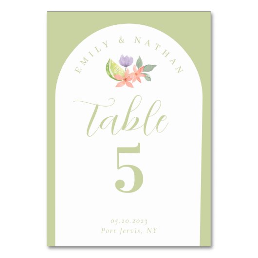 アーチウォーモダントカラー柑橘系フローラカップル写真 テーブルナンバー (正面)