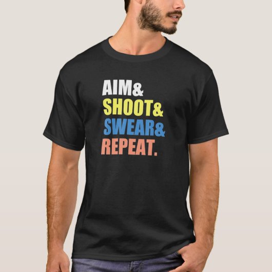 アーチェリおもしろいーダーツビラードエイムシューズシューズ Tシャツ (正面)