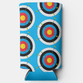 アーチェリーのクロスボウのターゲットと矢印 スリム缶クーラー (正面)