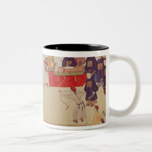 アーチェリーのコンテスト、18世紀後半 ツートーンマグカップ