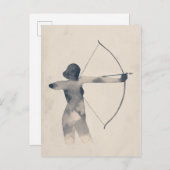 アーチェリーのシルエット 水彩画 ポストカード (正面/裏面)
