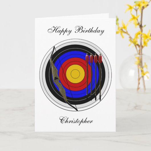 アーチェリーのデザインはちょうど一流の誕生日を加えます カード (黄色い花)