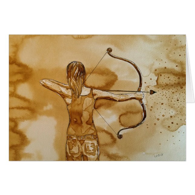 アーチェリーの女の子の挨拶状 (正面横)