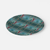 アーチェリーの弓と矢 – 緑のパターン ペーパープレート (アングル)