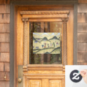 アーチェリーの絵のあるブータンの家 - ブータン ウィンドウサイン (ホームデコレーション)